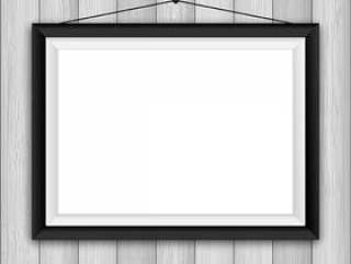 在木背景的画框