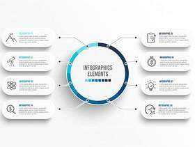 与3D纸标签的Infographic模板