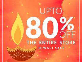 diwali节日折扣和提供横幅与diya在橙色wat