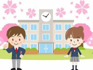樱花校舍和学生