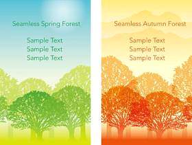 无缝的四个季节森林2春天和秋天