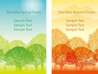 无缝的四个季节森林2春天和秋天