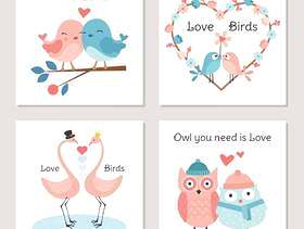 爱传染媒介卡片的逗人喜爱的鸟