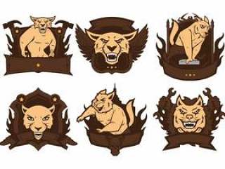 野生猫吉祥物矢量