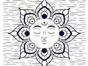 矢量手绘黑白插图