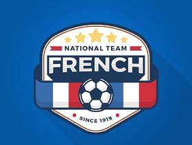 有蓝色背景传染媒介例证的平的现代法国足球徽章世界杯