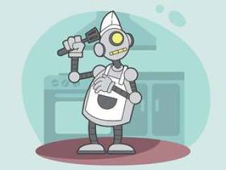Ai机器人厨师例证