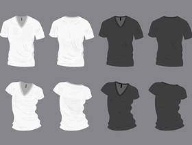 黑色和白色的V领衬衫模拟