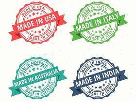 一套在美国，澳大利亚，印度和意大利制造的橡皮图章