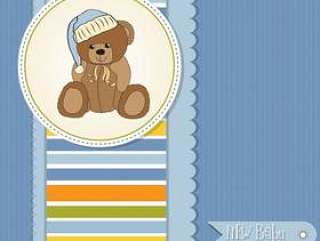 Baby shower card with sleepy teddy bear