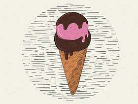  矢量手绘冰淇淋插画