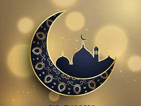新月形月亮和清真寺与花卉装饰穆斯林eid f