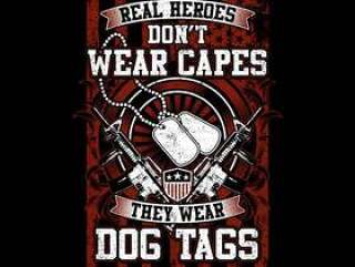 Vintage Style Real Heroes Wear Dog Tags