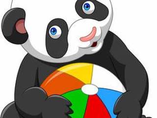 动画片使用与五颜六色的球的小熊猫