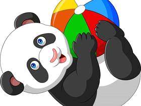 动画片使用与五颜六色的球的小熊猫