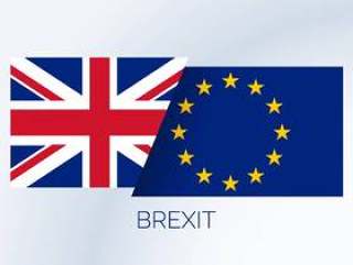 brexit概念背景与英国和欧盟旗帜