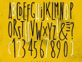 字母表直线字体黄色
