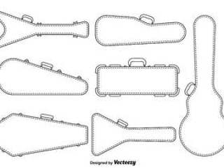 矢量吉他案例线样式图标集