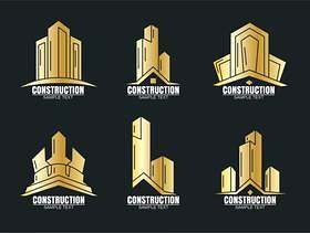 黄金建筑标志矢量