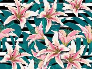 Seamless pattern Hibiscus flowers