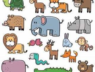 Cartoon Wild Animals set