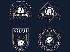 复古咖啡标签徽章收藏