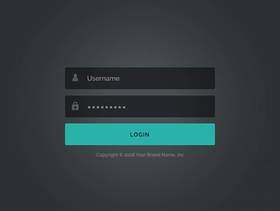 黑暗的登录表单模板设计与用户名和密码detai