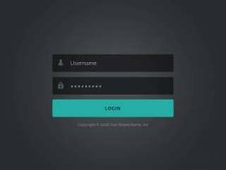 黑暗的登录表单模板设计与用户名和密码detai