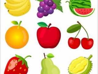 Set of fruits for children learning words and vocabulary.