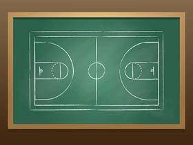 篮球场素描黑板矢量