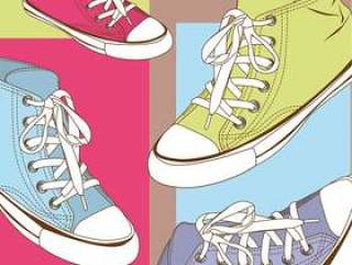 Cute sneakers backgroud pastels vector illustration