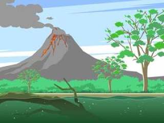 胶树和火山 矢量