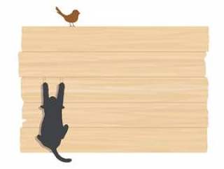 猫和木纹框架