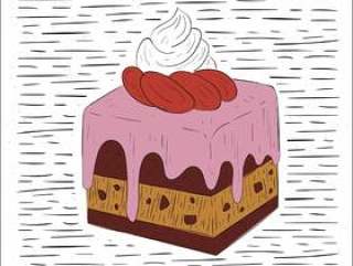  手绘矢量蛋糕插画