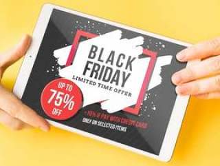Black friday mockup with tablet