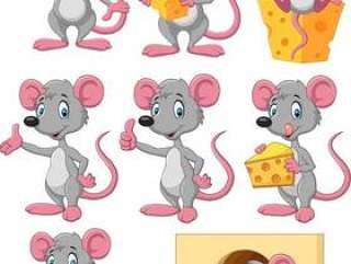Cartoon funny mouse collection set