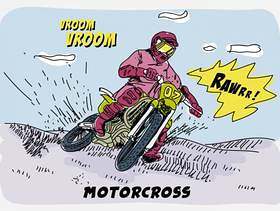 骑摩托车越野赛漫画手绘矢量图