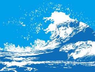 波飞沫海面サーフィン和风和柄迫力背景素材