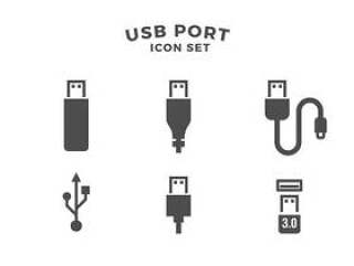 USB端口图标集 矢量