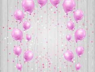 庆祝活动背景与粉红色的气球和五彩纸屑