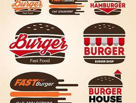 汉堡店图标标志设计一套