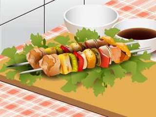 鸡蔬菜Brochette