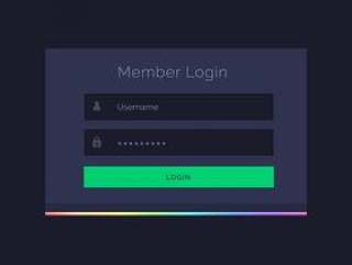 黑暗的会员登录表单矢量设计模板