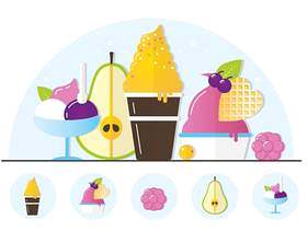 矢量水果冰淇淋插画