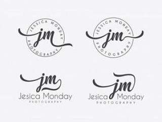 Hand lettering logo template collection vector