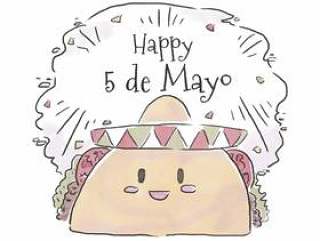 微笑对Cinco De Mayo的逗人喜爱的墨西哥炸玉米饼