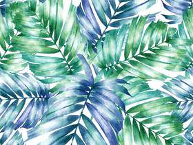 水彩无缝的样式棕榈绿色叶子。