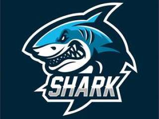 鲨鱼esport游戏吉祥物标志模板