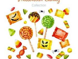 Lovely watercolor halloween candy collection