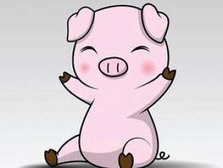 猪在白色背景的漫画人物。